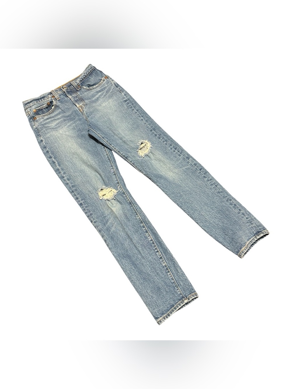 Levi's Wedgie Button Fly Distressed Skinny Jean Size 24 Light Wash Classic